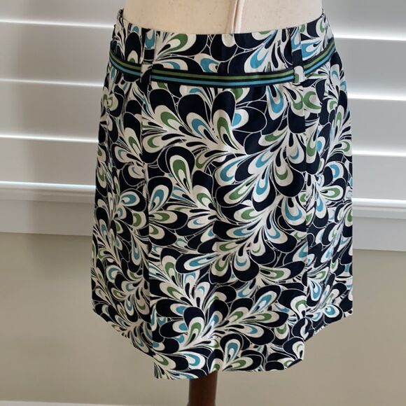 Sz 0 Ann Taylor LOFT abstract print A-line pleated skirt - Picture 4 of 8
